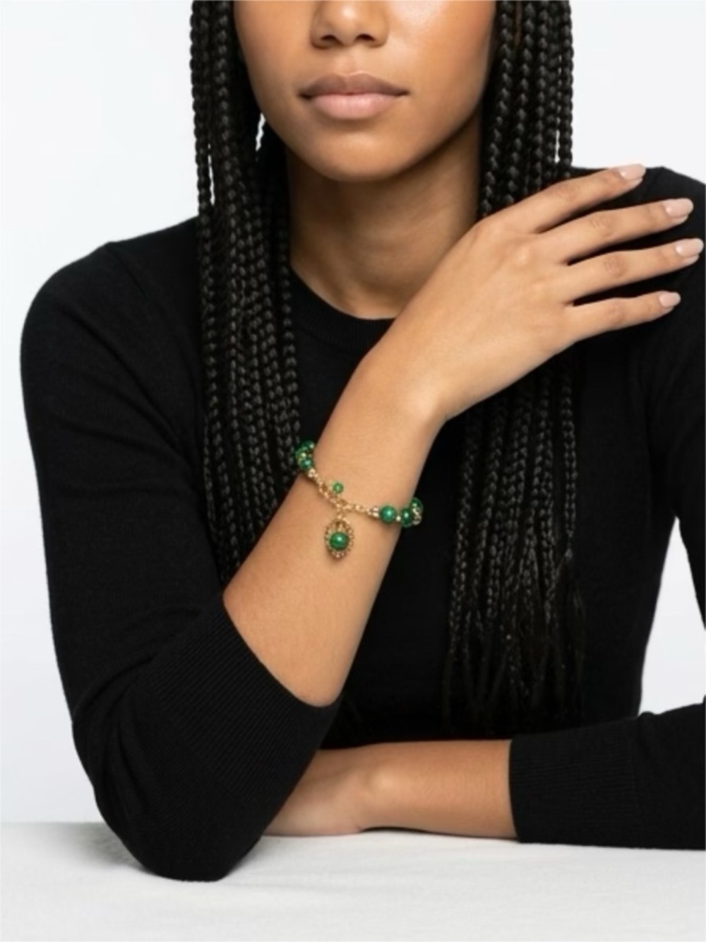 Gold-Plated Semi precious with Green Tigers Eye Beads and Pendant